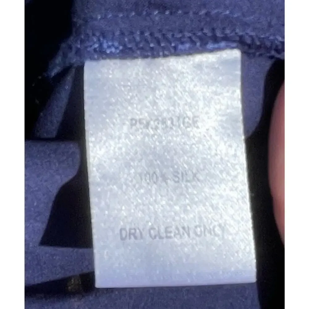 Parker Women 100% Silk Blouse Round Neck Tiered Sleeves Career Wear Navy Blue S - Picture 11 of 11